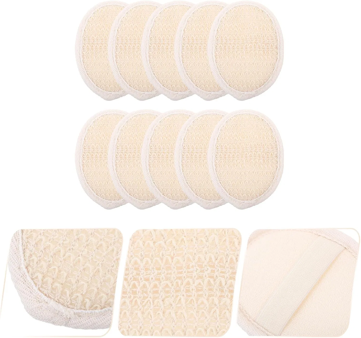 Одноразовые мочалки для пилинга из люфы, 10 шт, 9x12 см, Alipis, Beige — фото 3