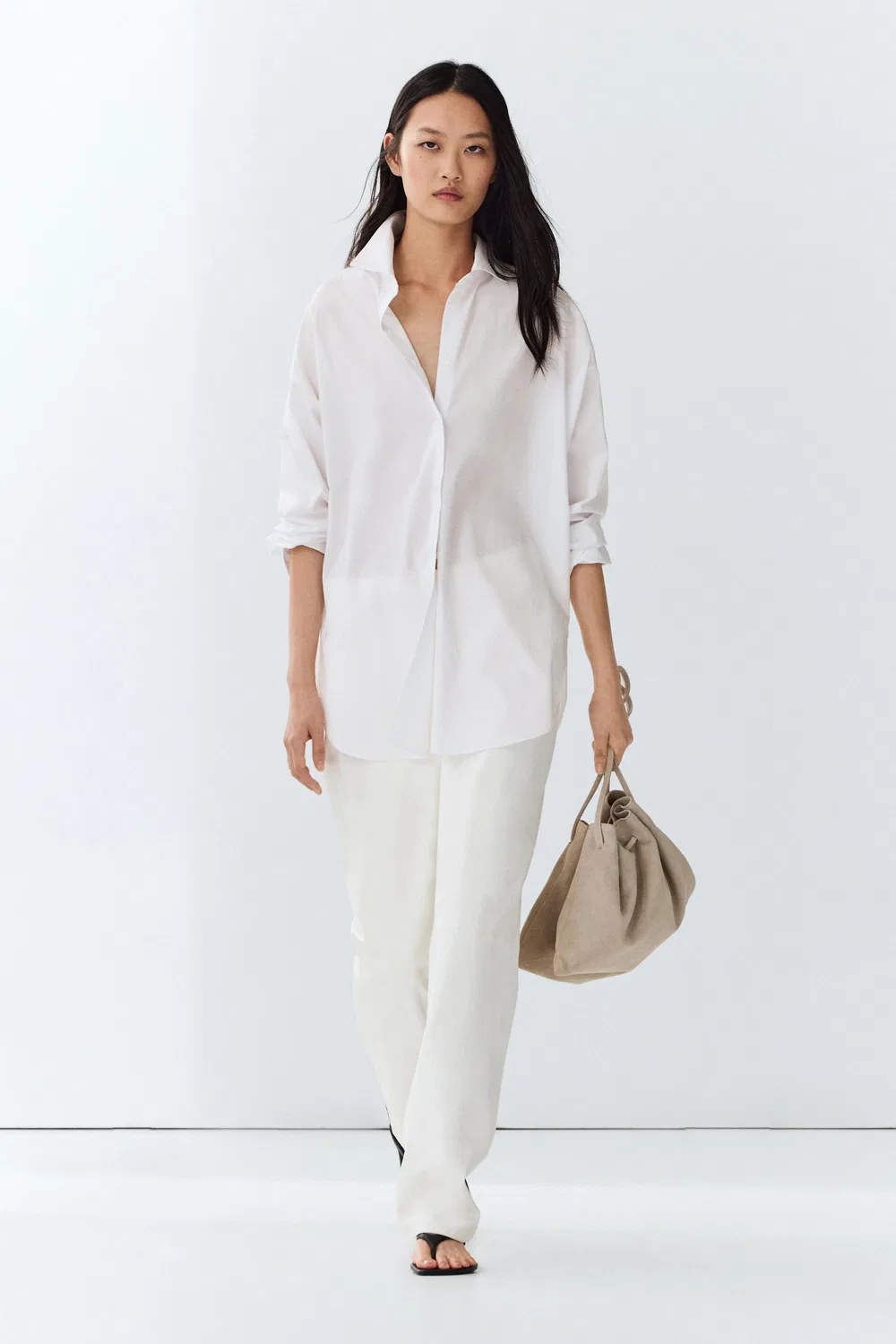 Рубашка Massimo Dutti, хлопковая, белый