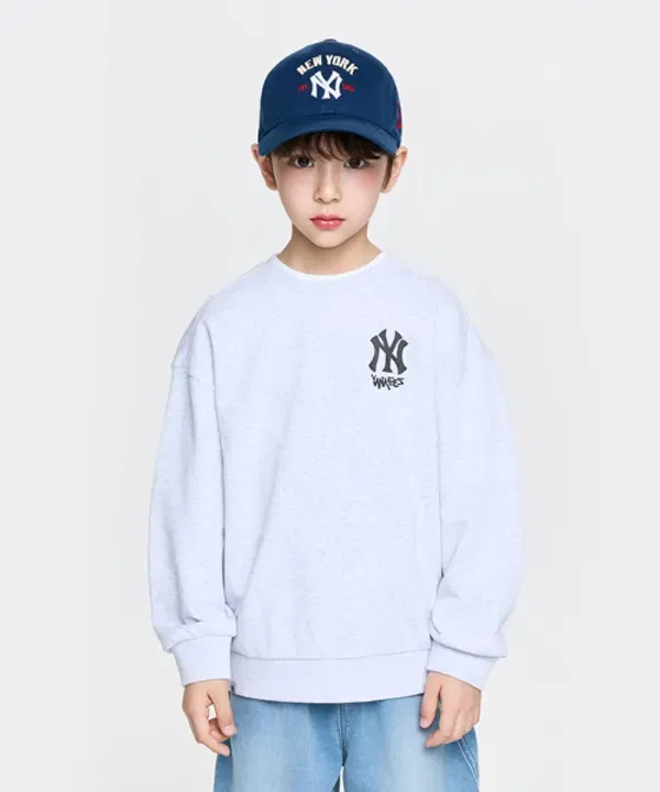 Свитшот с принтом Street Basic, Mlb Kids, серый меланж