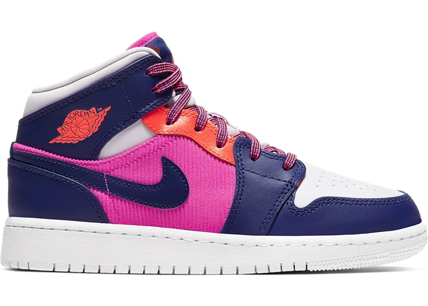 Детские кроссовки Lifestyle с кроссовками Jordan 1 Mid Jordan, Fire Pink/Barely Grape-Hyper Crimson-Regency Purple