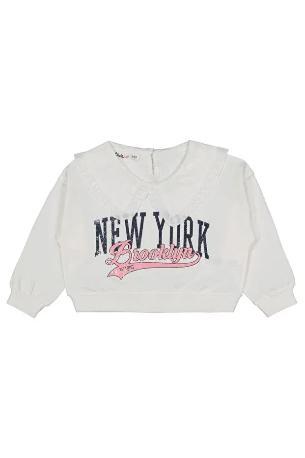 Детские свитшот для девочек с принтом Newyork printed Civil Girls, Ecru