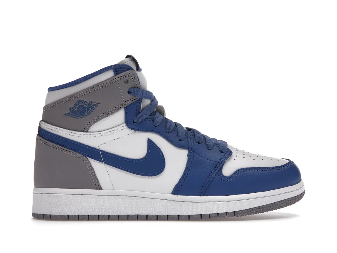 Детские кроссовки для мальчиков с высокой посадкой Jordan 1 Retro High OG Jordan, True Blue/White/Cement Grey