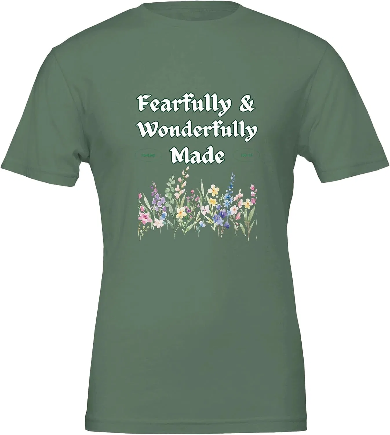 Футболка с цветочным принтом, Fearfully & Wonderfully Made Tee, Military Green