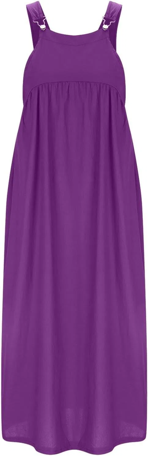 Женское платье-сарафан из льна и хлопка A-силуэта, Purple — фото 4