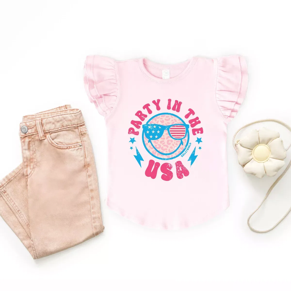 Детская футболка для девочек с принтом SmileyWorld Party In The USA The Juniper Shop, Ballerina — фото 3