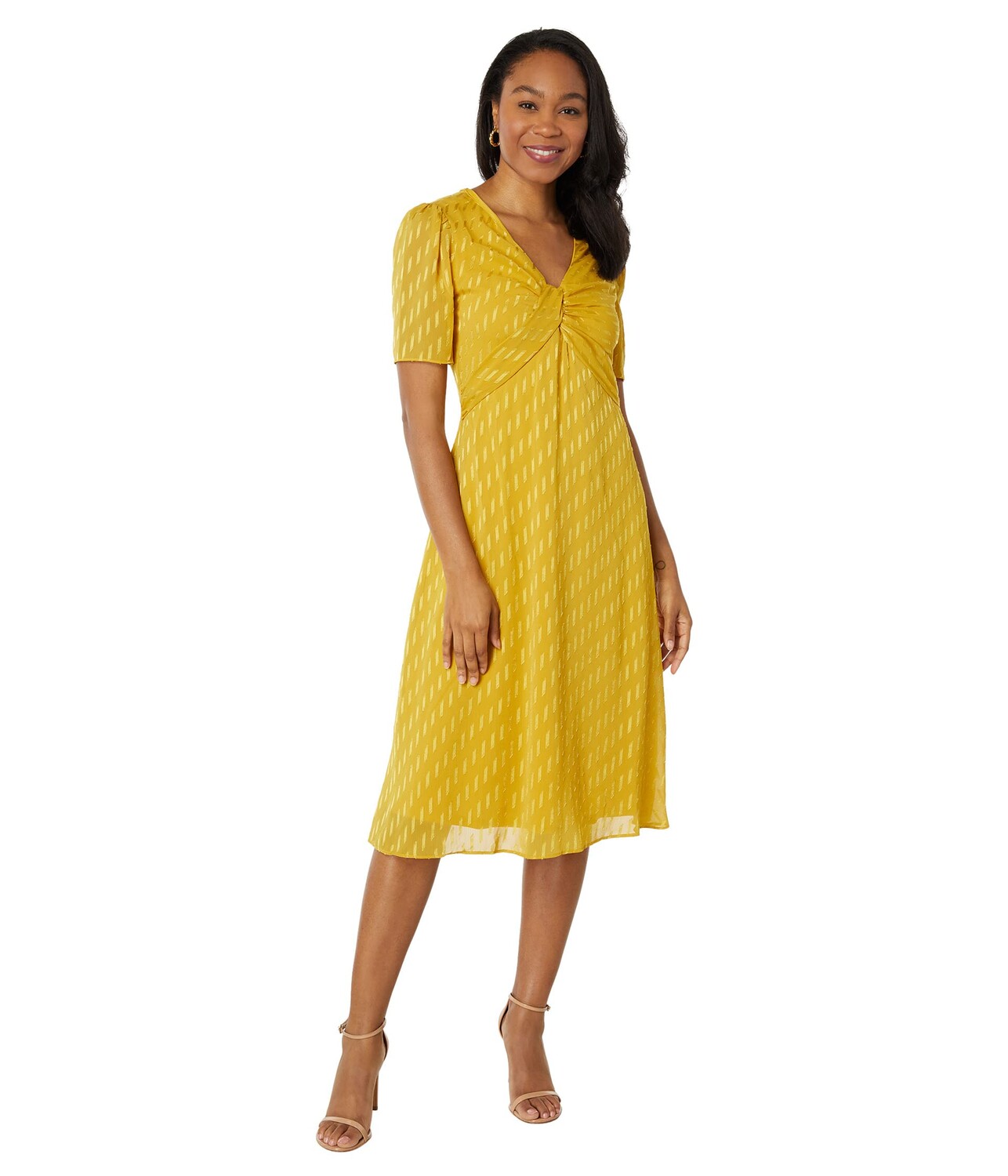 

Платье London Times, Fit-and-Flare Draped Neck Midi Dress