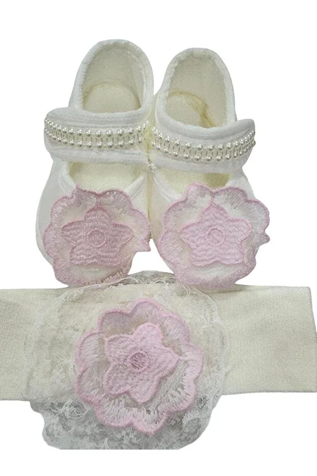 Детские сапожки-ботиночки на шнуровке из атласа для девочек Crowned and Mevlütlük Esterella, Pink-Flower — фото 4