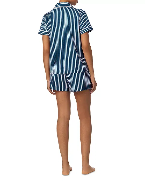 Женская пижама с рубашкой и шортами Short Sleeve Classic Knits Notch Collar Boxer Pajama Set Ralph Lauren, Multi Stripe — фото 2