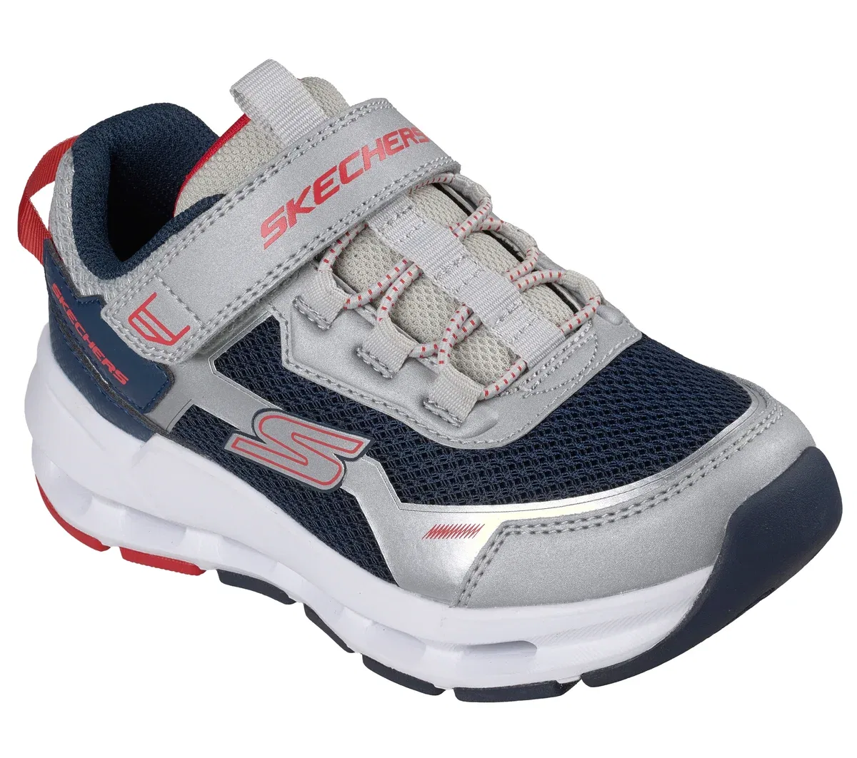 Детские кроссовки Glide-Step Plus - Flux-Blast Skechers, серебристый/тёмно-синий — фото 4