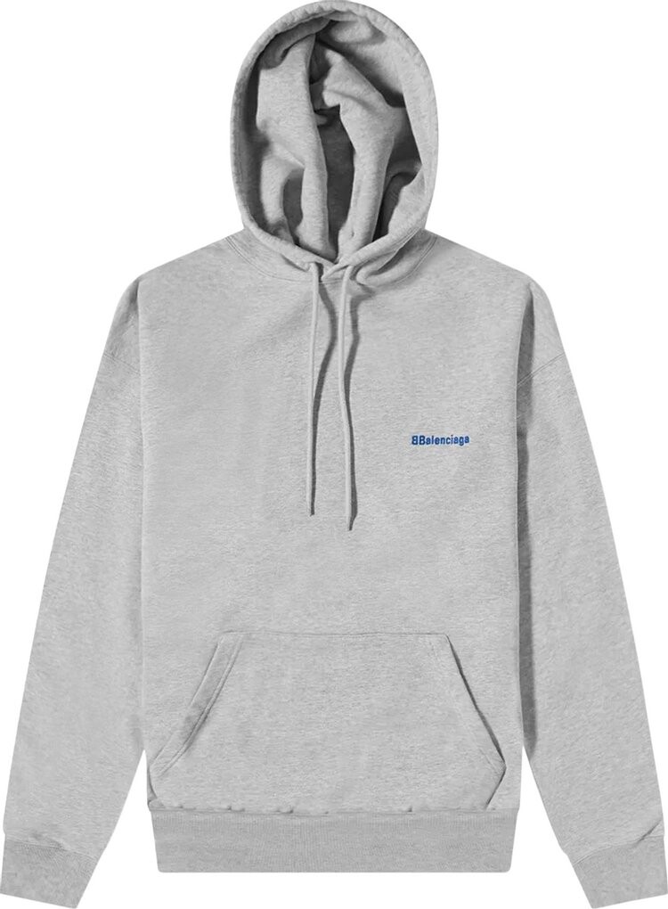 Худи Balenciaga BB Corporate Hoodie 'Heather Grey/Royal Blue', серый — фото 2