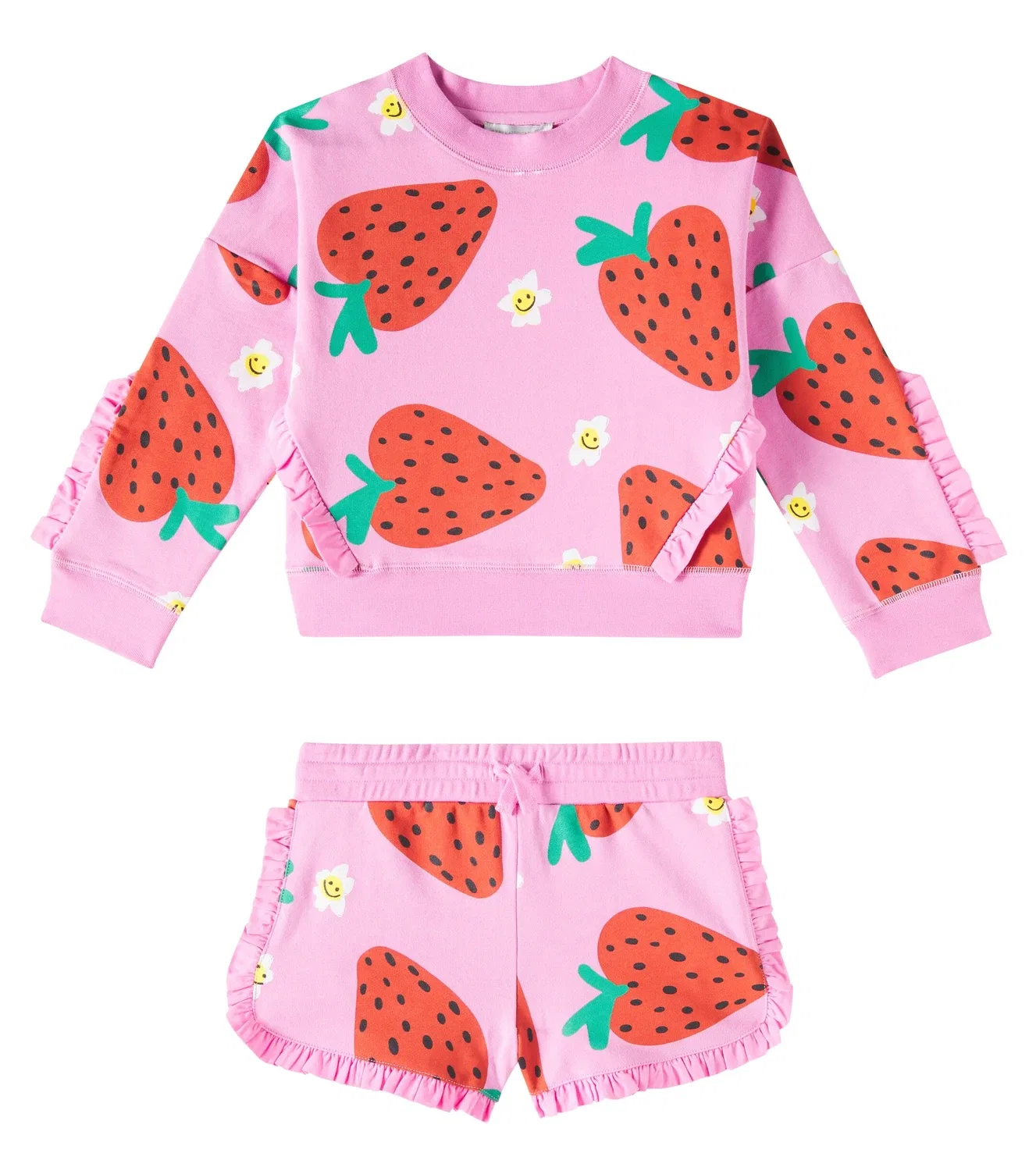 Комплект из толстовки и шорт из хлопкового флиса Stella Mccartney Kids, розовый