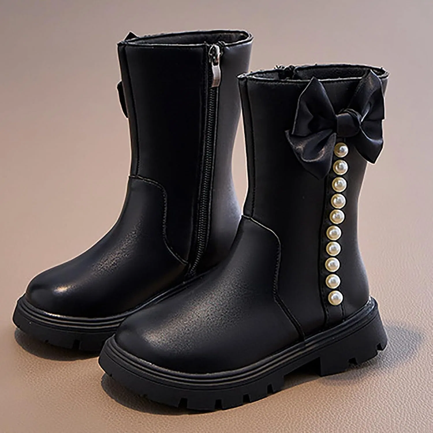 Детские сапоги для девочек с принтом, модель Girls Mid Calf Cowgirl Boots, Black — фото 4