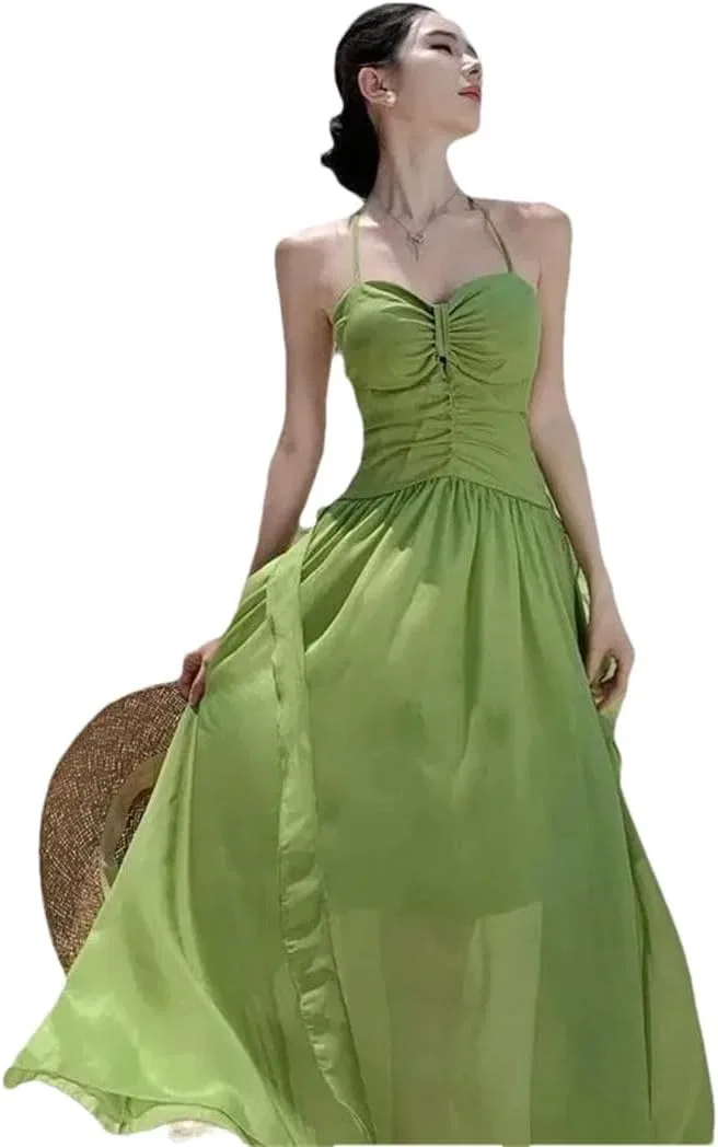 Женское повседневное платье-рубашка с запахом Vacation Long Dress, Jade
