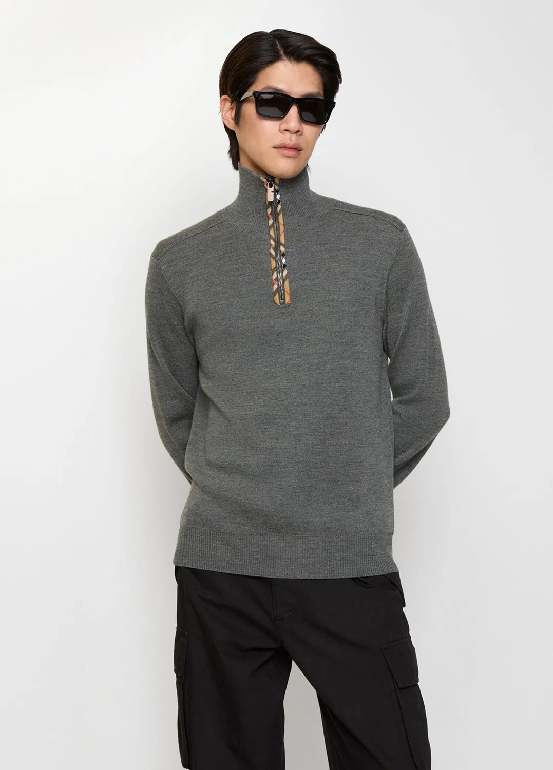 Джемпер Burberry Wool Half-Zip, серый — фото 2
