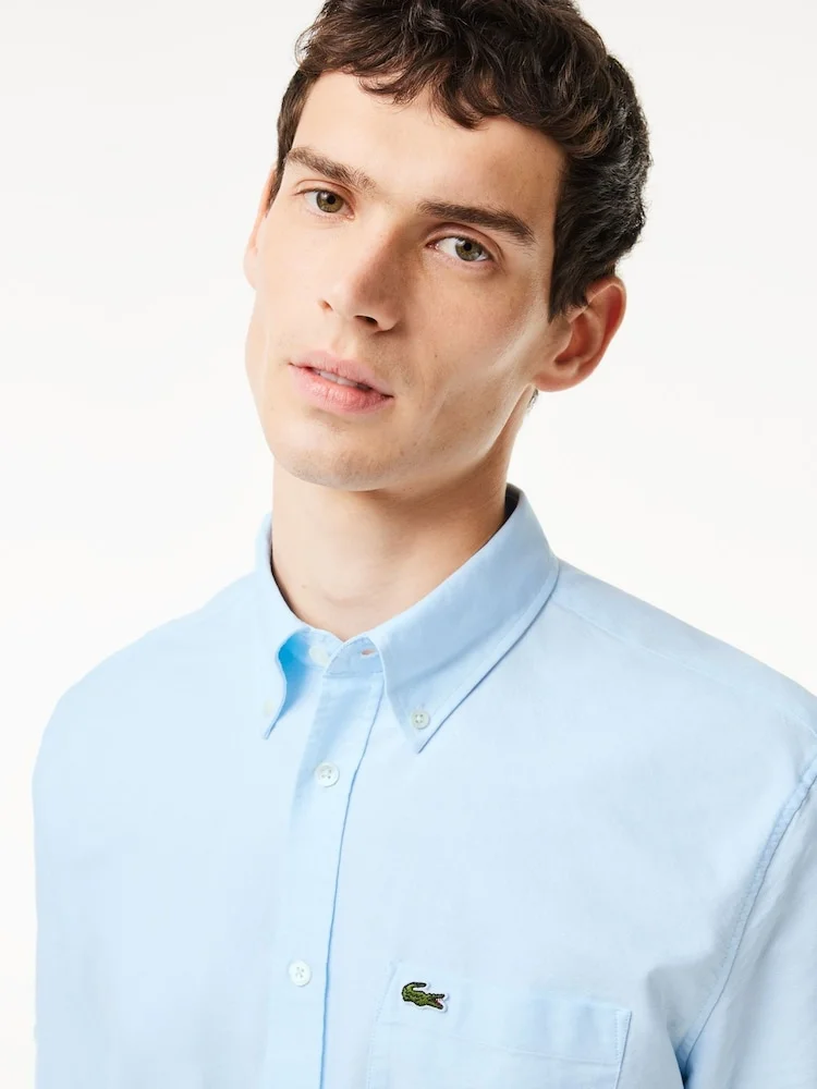 Оксфордская рубашка с короткими рукавами Lacoste, синий — фото 4