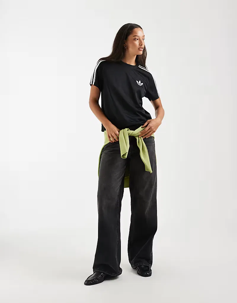 Футболка Adidas Originals Firebird в черно-белом цвете — фото 3
