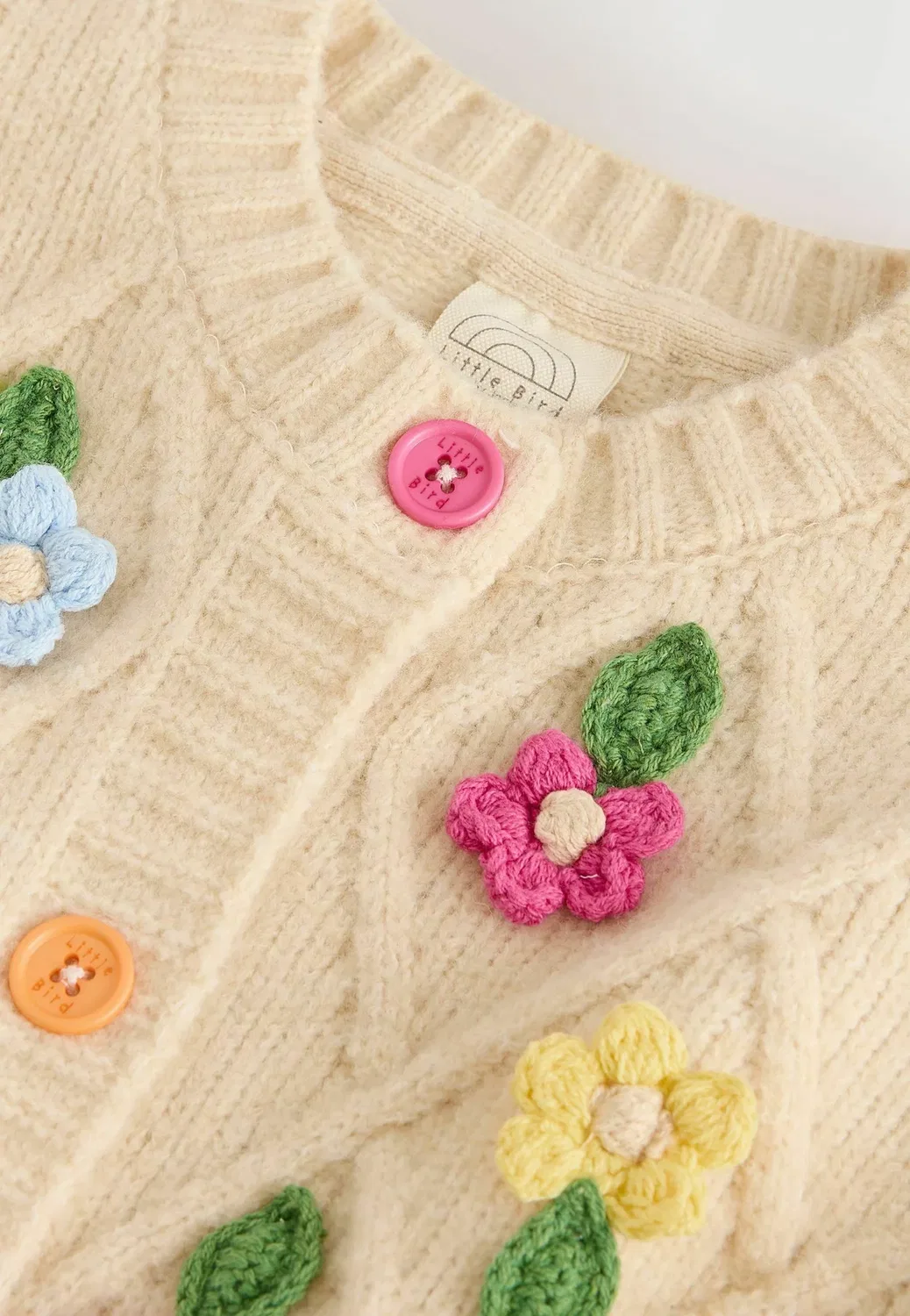 Кардиган стандартного кроя Little Bird, Cream Rainbow Floral Cable — фото 4
