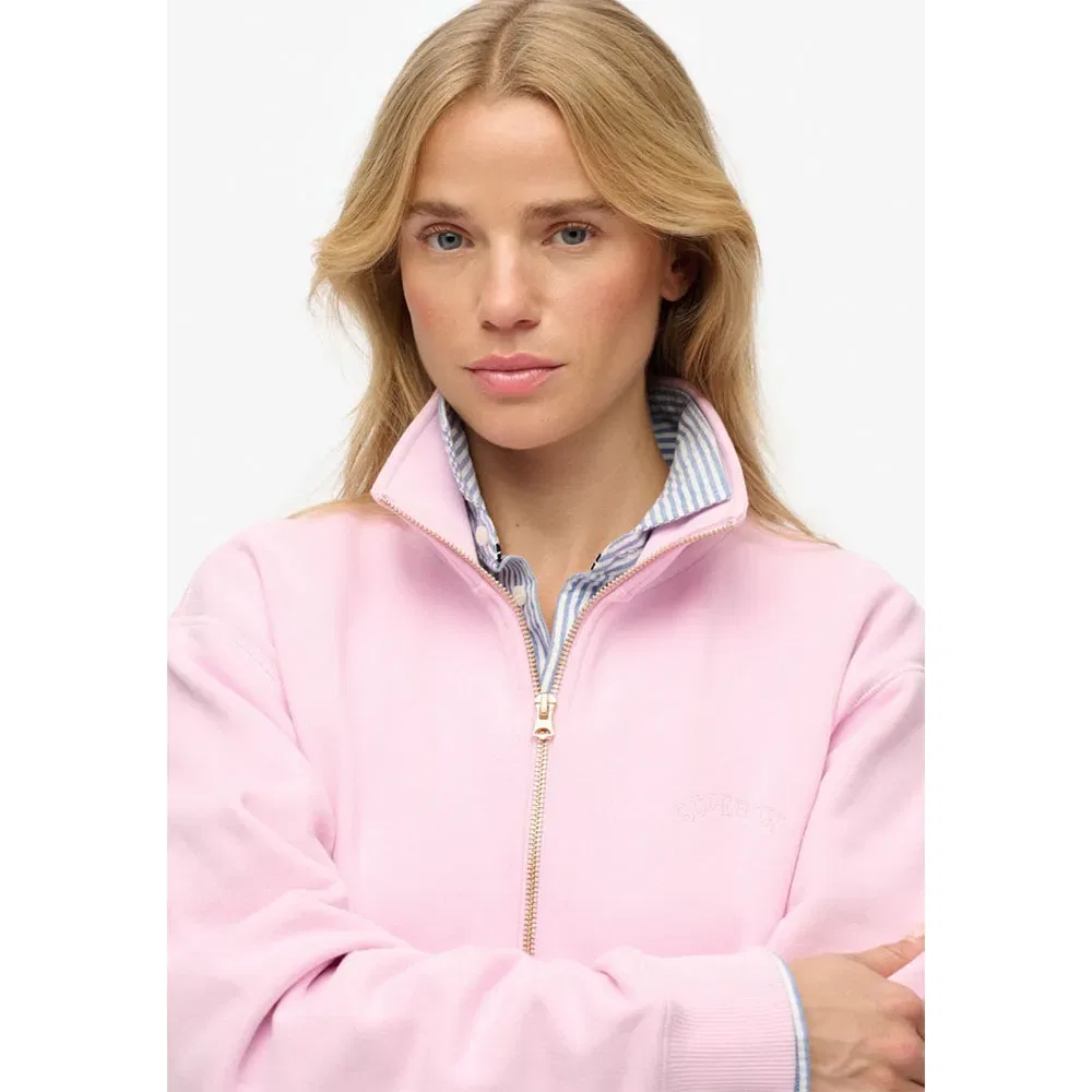 Худи Superdry Essential Logo Embroidered half zip, розовый — фото 3
