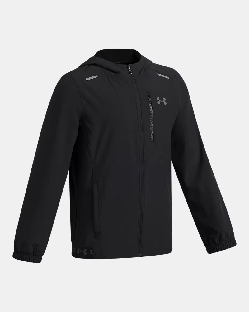 Куртка детская водоотталкивающая на полной молнии UA Vanish UnderArmour, Black/Castlerock — фото 3