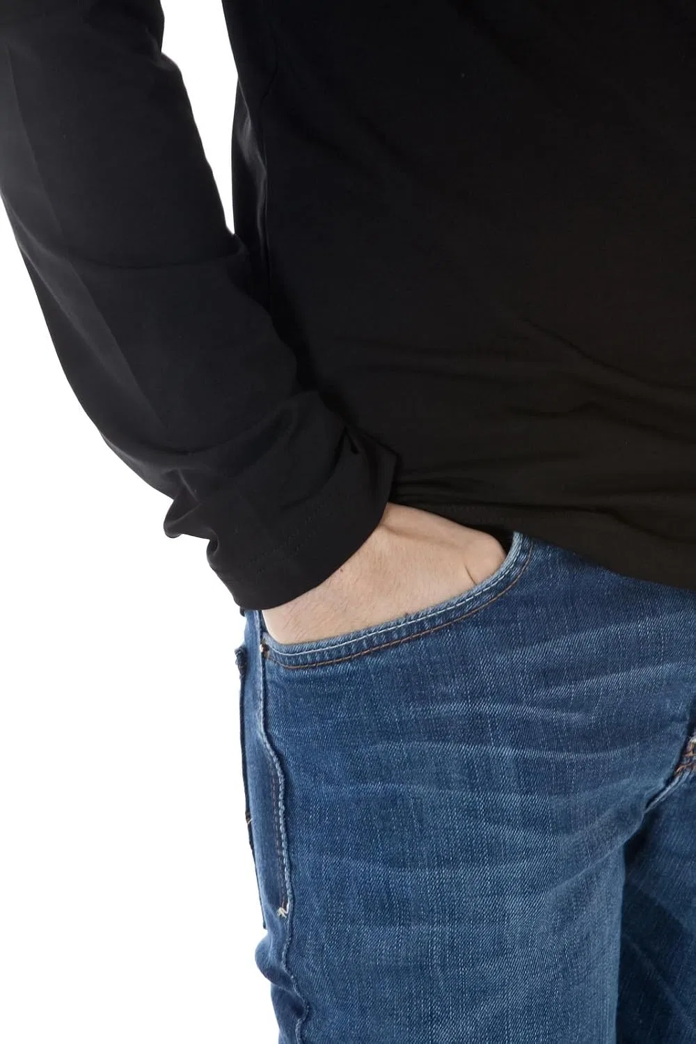 Мужская облегающая футболка с длинным рукавом Extra Slim Fit Emporio Armani, Black — фото 3