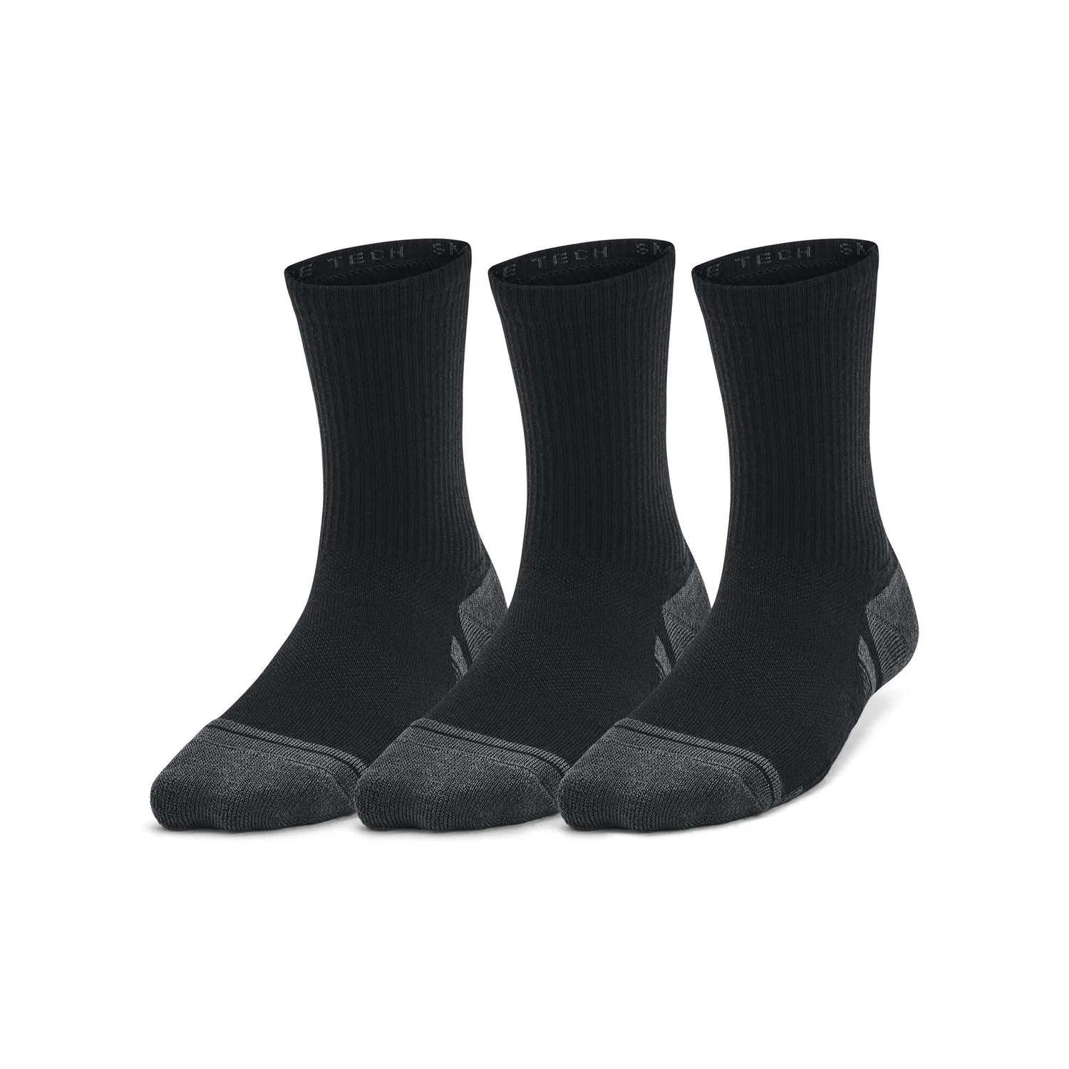 Детские носки с поддержкой свода стопы UA Perform Tech 3p Crew Under Armour, Schwarz — фото 4