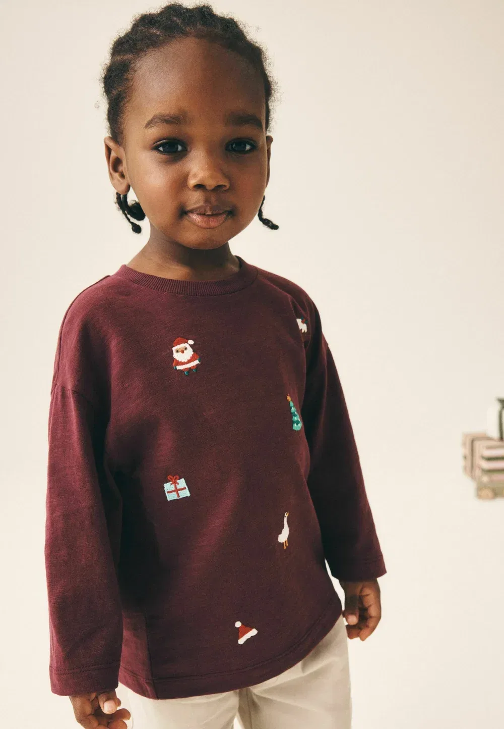 Футболка с длинным рукавом, стандартного кроя Next, Berry Red All Over Embroidered