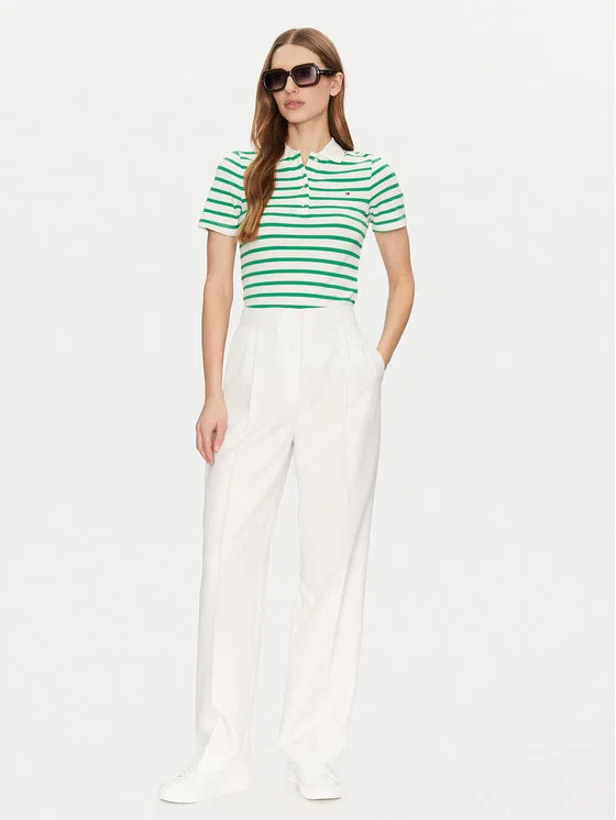Поло slim fit Tommy Hilfiger, зеленый — фото 2