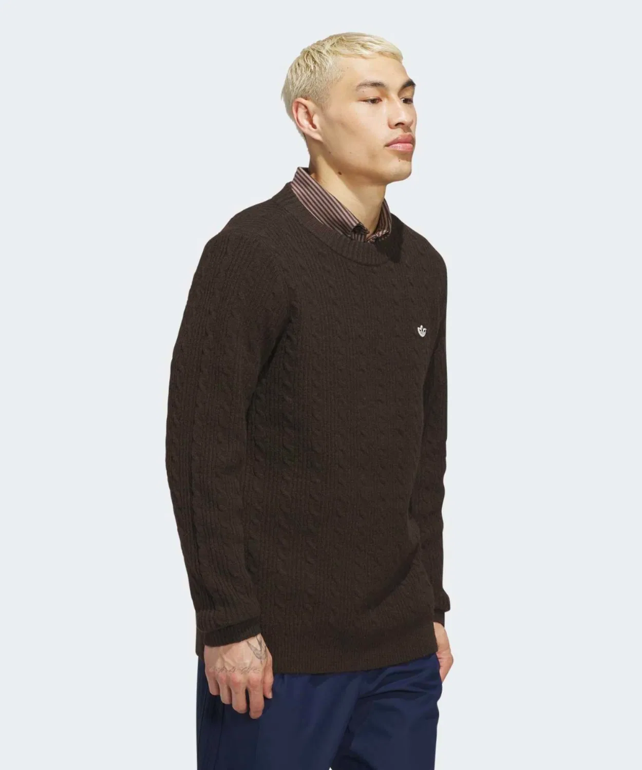 Мужской свитер с длинным рукавомOriginals Cable Knit Adidas, Dark Brown — фото 3