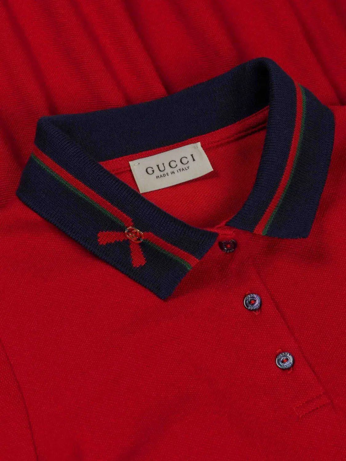Платье с оборками и отделкой Web Gucci Kids, красный — фото 2
