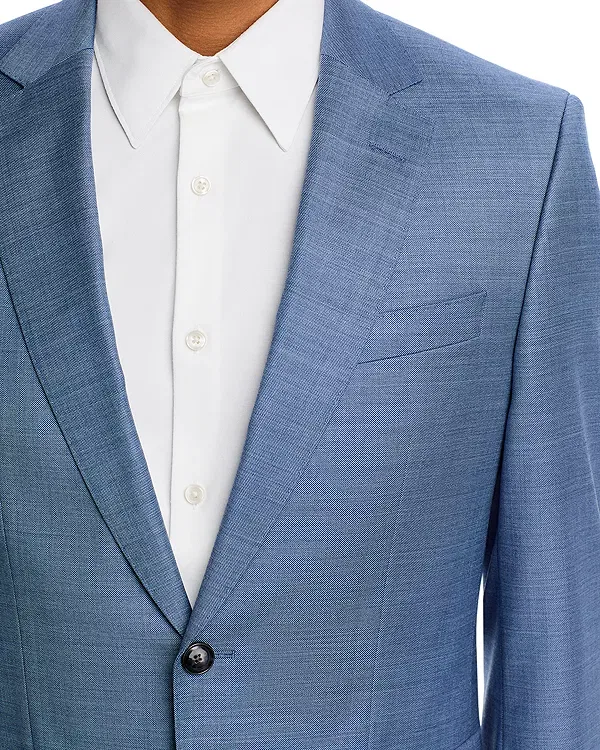 Мужской костюм slim fit H-Huge sharkskin Boss, Open Blue — фото 4