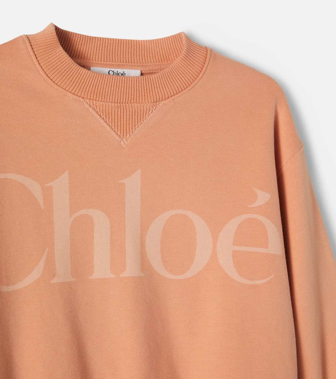 Свитшот хлопковый с логотипом Chloé Kids, оранжевый — фото 4