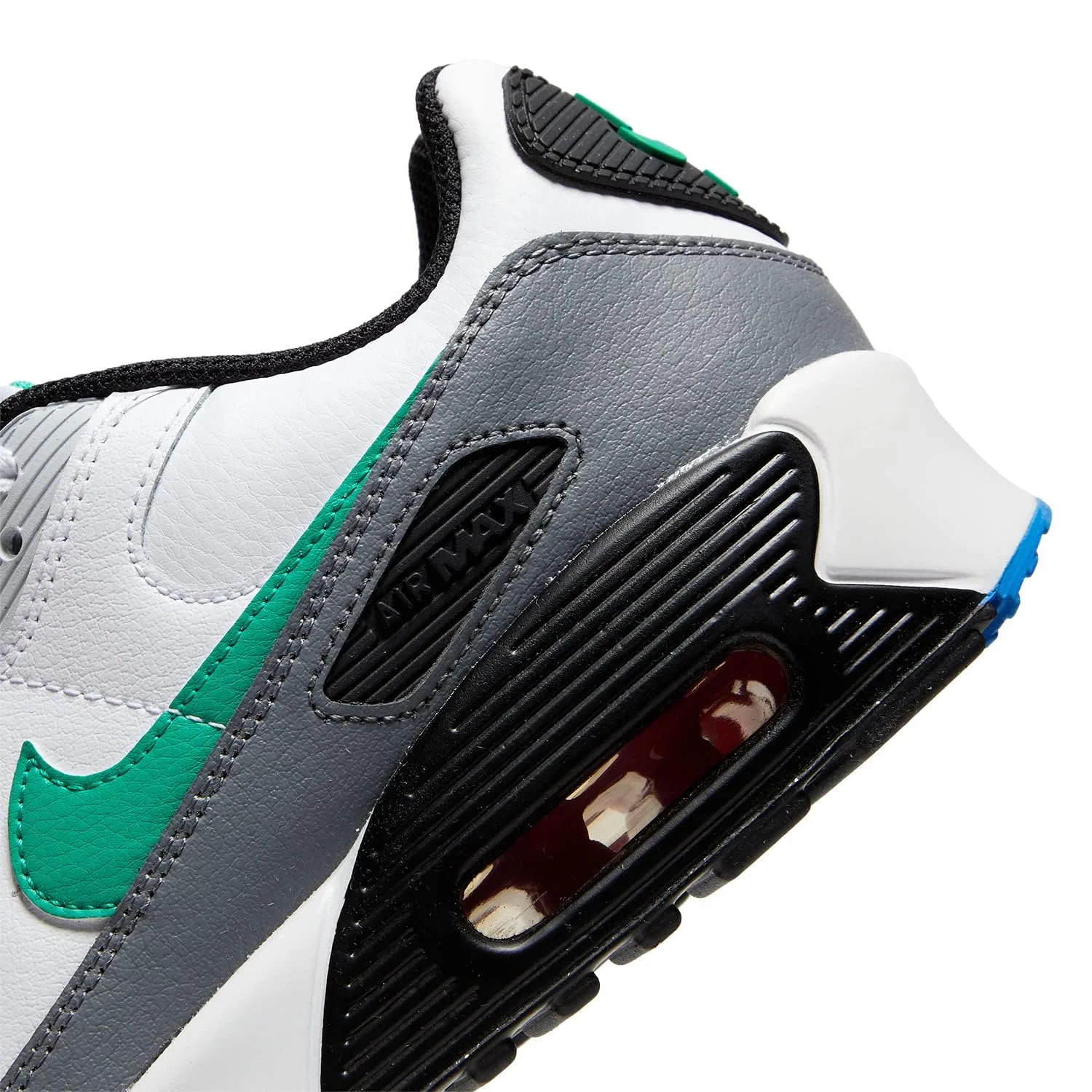 Детские кроссовки для девочек с шнуровкой Air Max 90 NIKE, White Green Stadium Pure Platinum — фото 3