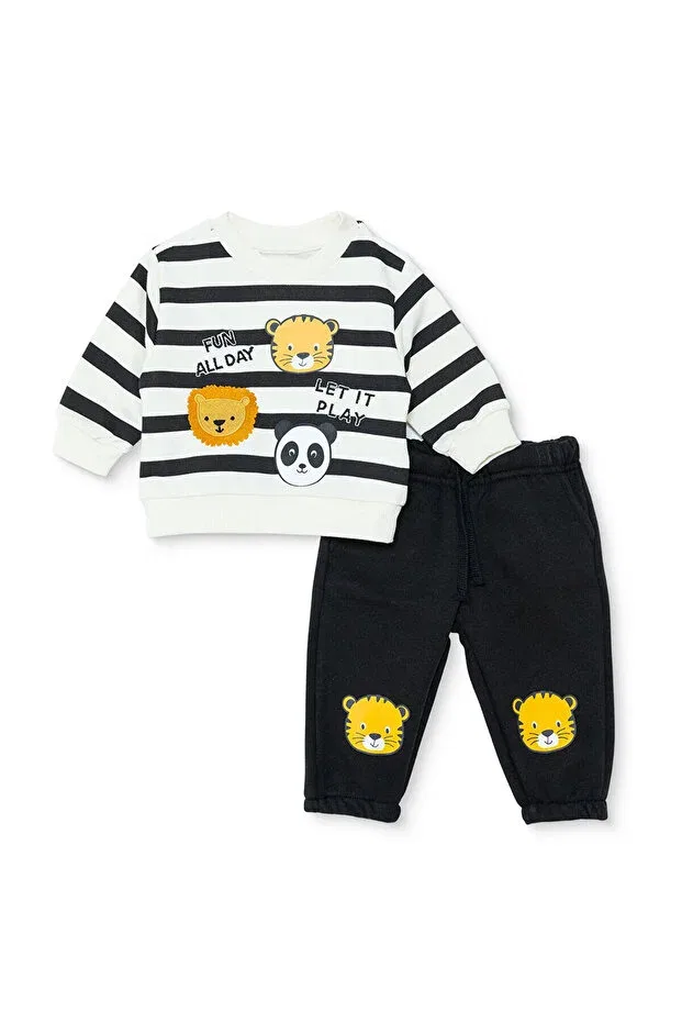 Детский комплект спортивного костюма хлопковый Hellobaby Ebebek Hello Baby, Ecru