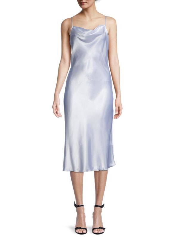 

Однотонное атласное платье-комбинация по косой Bebe White