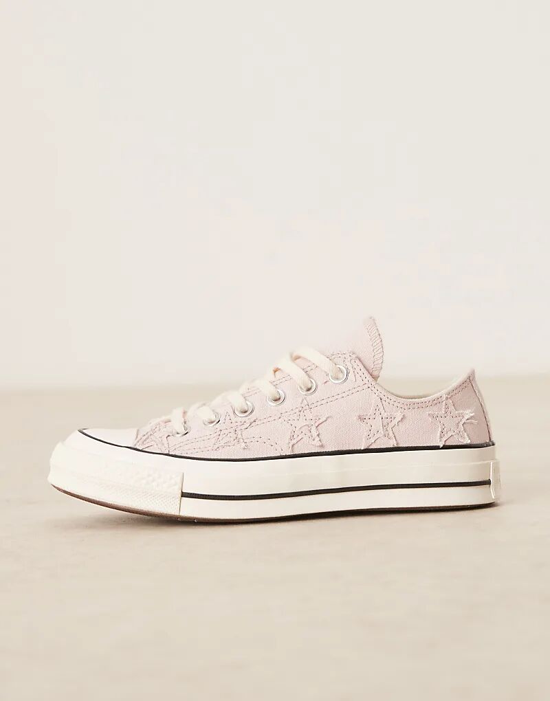 Кроссовки Converse Chuck 70 Ox с вышитыми звездами розового цвета — фото 2