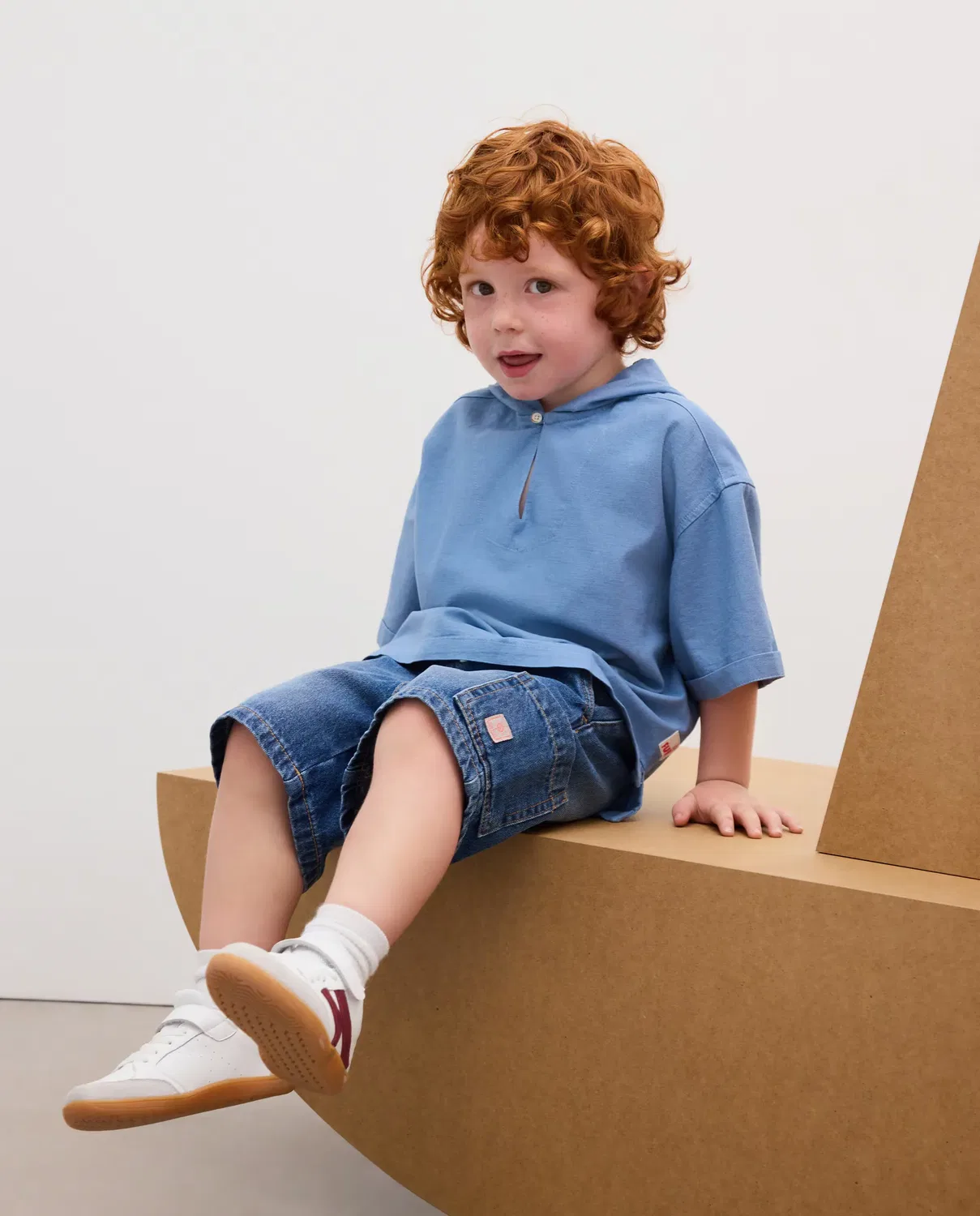 Детская рубашка для мальчиков с коротким рукавом и капюшоном Kids El Corte Inglés, 400 Azul