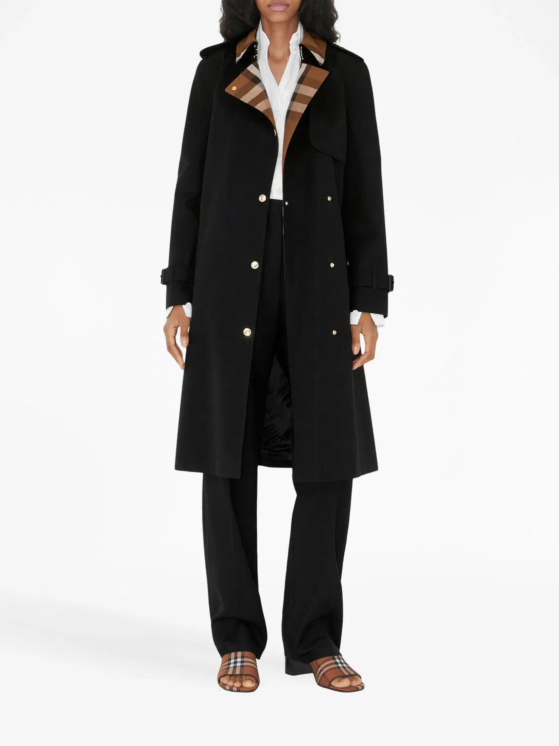 Тренч с клетчатым панелями Burberry, черный — фото 4