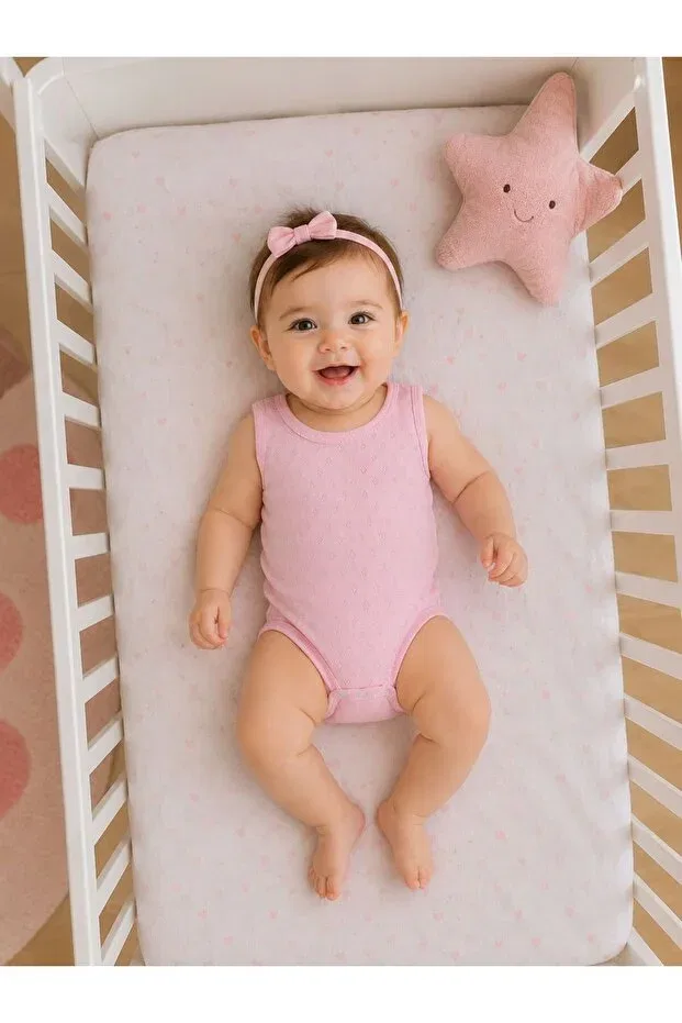 Детское боди-комплект хлопковый 3-Piece bodysuit Sevza Kids, White-Pink — фото 4