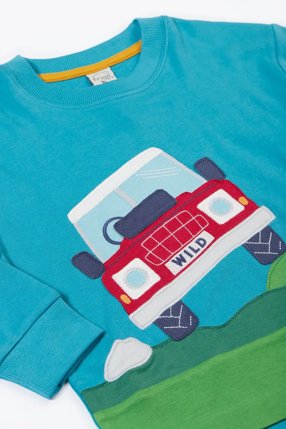 Детская футболка с круговой панелью Owen Frugi, Blue — фото 2