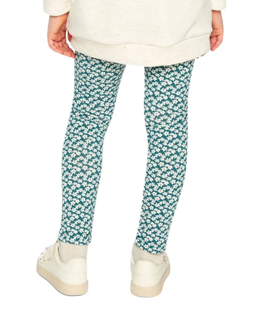Леггинсы детские хлопковые с принтом Frosted Strawberry Deux par Deux, Green Floral Print — фото 4
