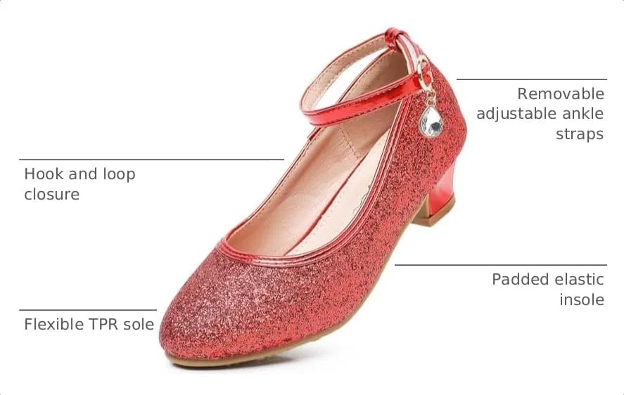 Детские туфли для девочек с блестками Mary Jane Mowoii, Red Sequin — фото 3
