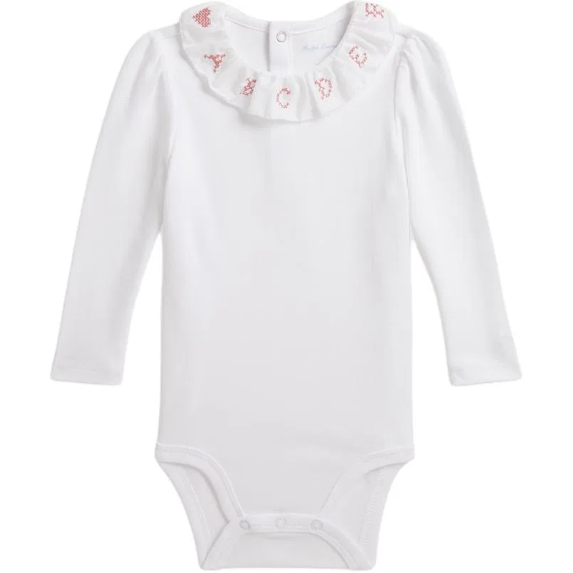 Детский комбинезон для ползания с воротником-стойкой White Polo Ralph Lauren