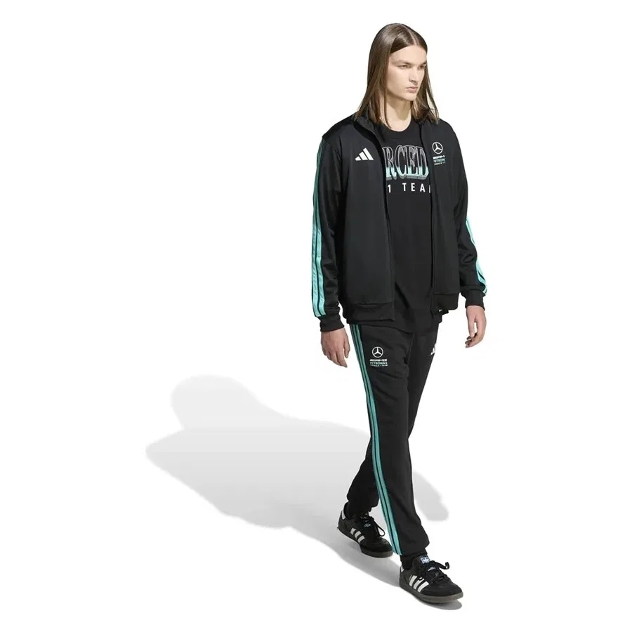 Мужской свитшот с длинным рукавом и фирменными 3 полосами adidas, Черный — фото 4
