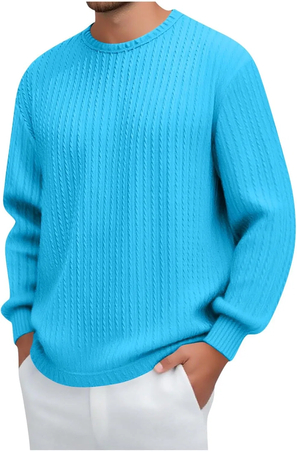 Мужская повседневная футболка с длинным рукавом, Sky Blue