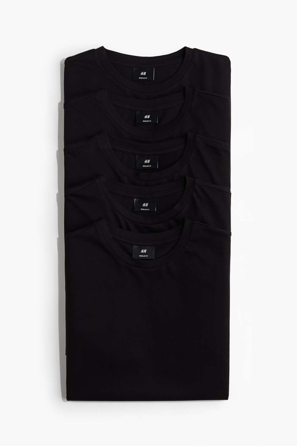 

Комплект футболок H&M Regular Fit, 5 предметов, черный