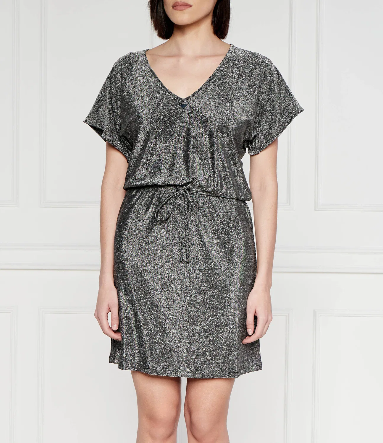 Платье из металлизированной ткани Emporio Armani, Argento