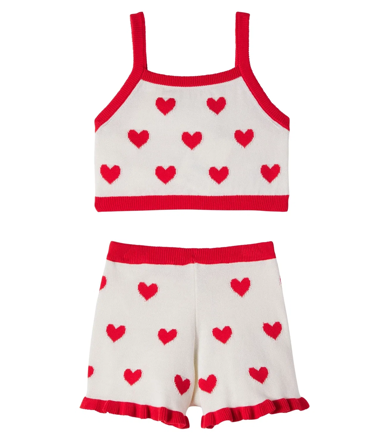 Комплект из топа и шорт из хлопка Hearts Jacquard, The New Society, белый