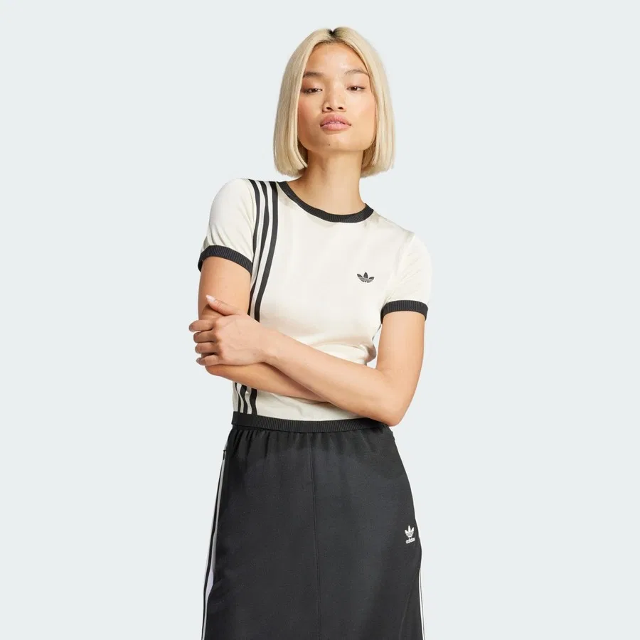 Футболка с коротким рукавом Knitted 3-Stripes Short Tee adidas, Белый