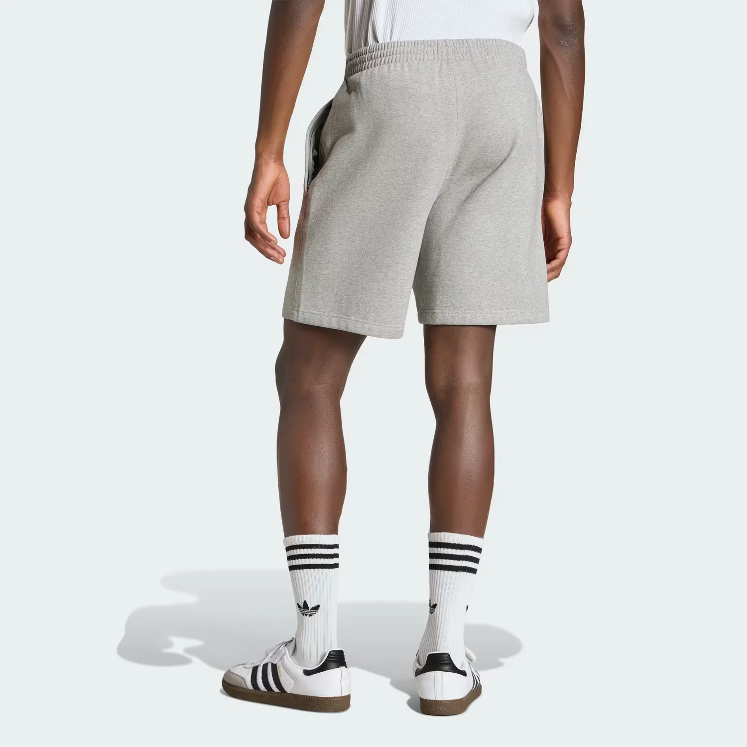 Мужские флисовые шорты на кулиске Trefoil Essentials 7 Inch Adidas Originals, серый меланж — фото 2