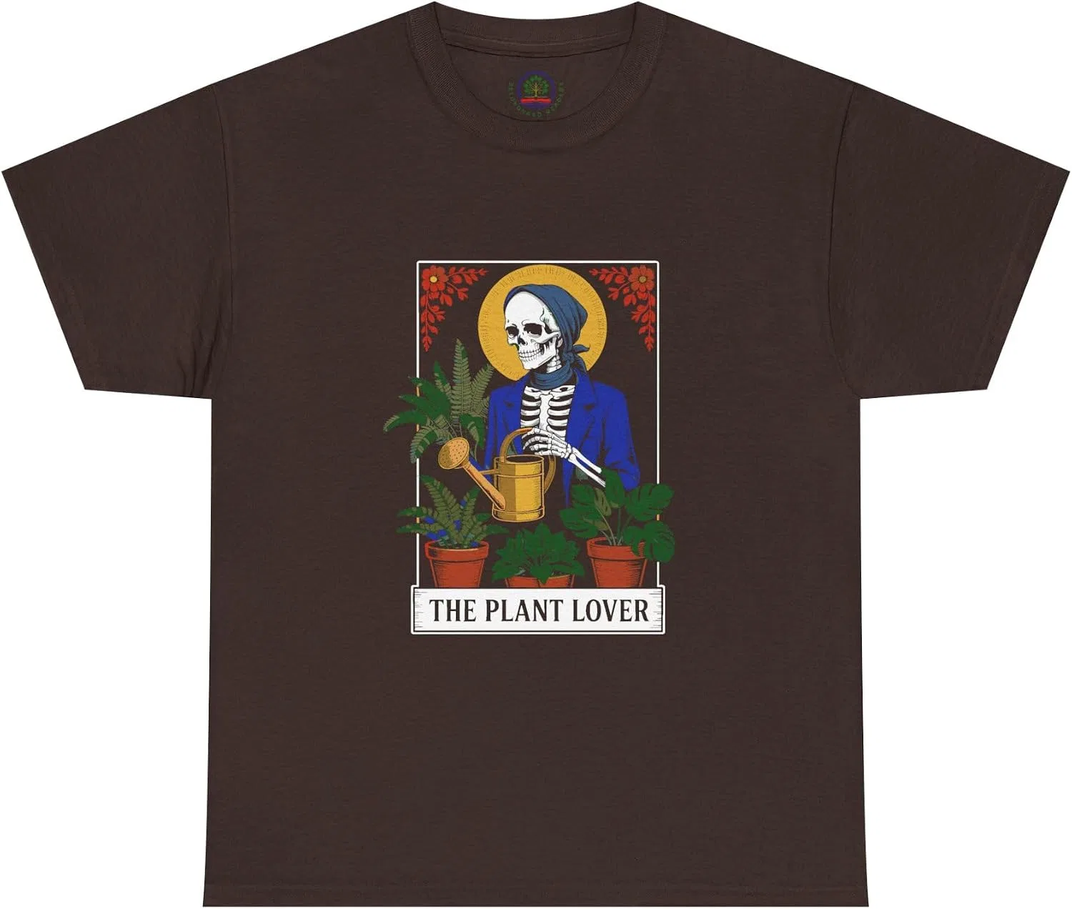 Мужская футболка с принтом Tarot Card Plant Lover Tee, тёмно-шоколадный